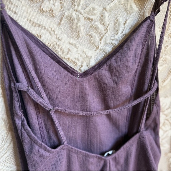 Free People Intimately Purple Ribbed Bodysuit Ruffle Tank Sleeve Size Medium - Picture 4 of 6